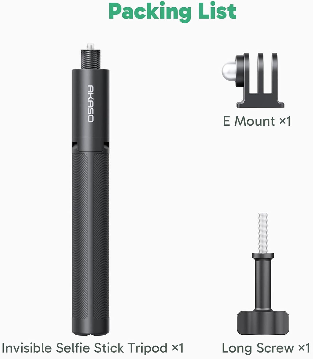 AKASO 120cm Unsichtbarer Stativ-Selfie-Stick – für Insta360 X5 X4 X3 Ace Pro, DJI Action Osmo 360, G