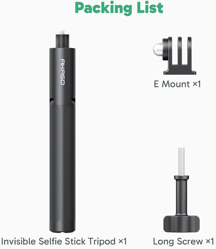 AKASO 120cm Unsichtbarer Stativ-Selfie-Stick – für Insta360 X5 X4 X3 Ace Pro, DJI Action Osmo 360, G