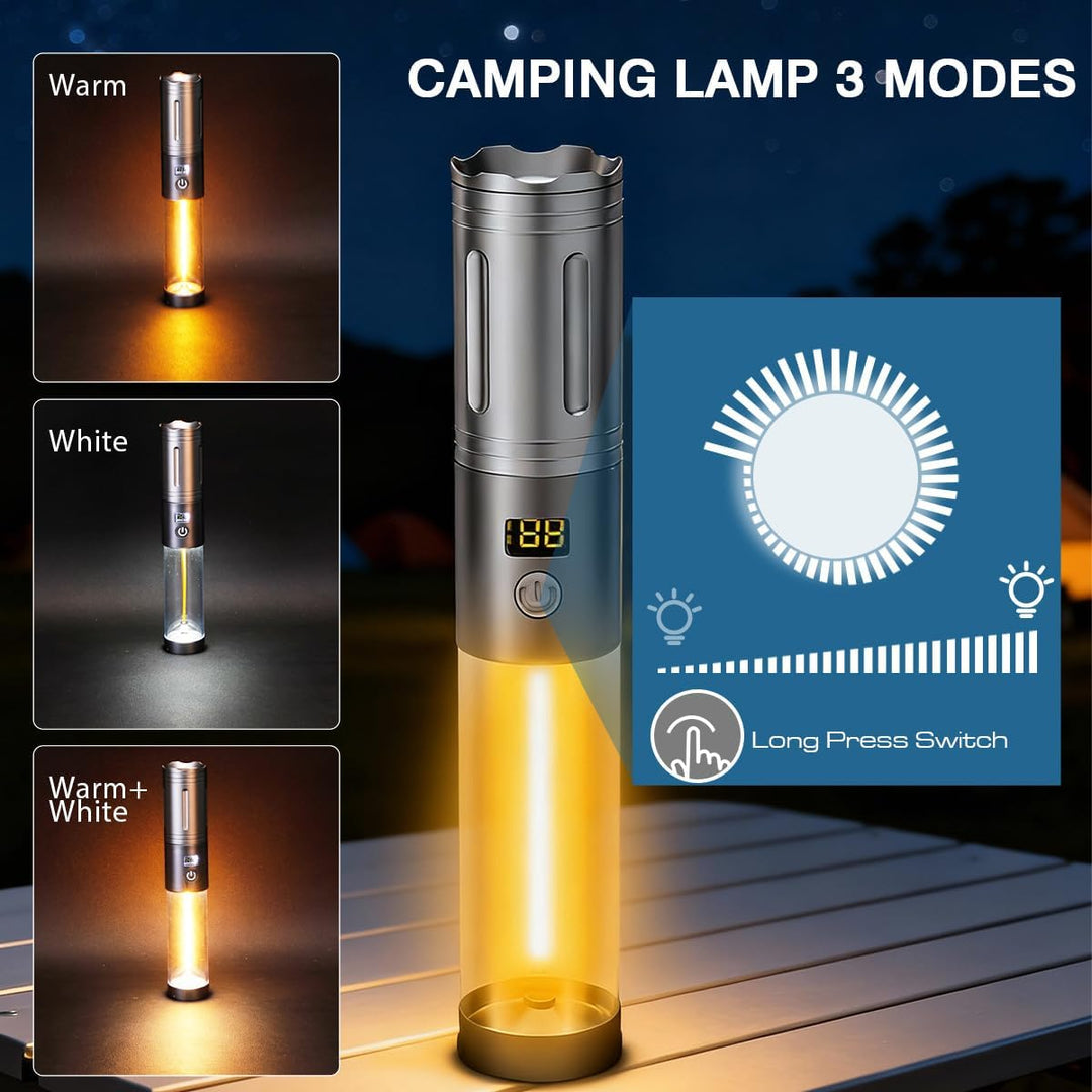 LeKaufen 2in1 Campinglampe und Taschenlampe, Camping Lampe Laterne LED Aufladbar, Campingleuchte Zel
