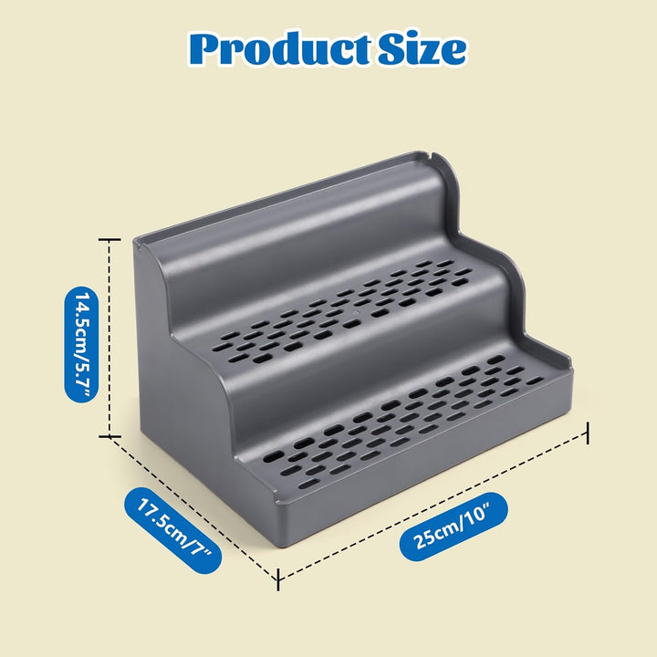 Katzenklo-Rampe, 3-stufige Katzentreppe für Katzenklo mit Filterfunktion, herausnehmbare Schale, was
