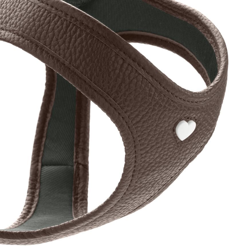 Hunter Hundegeschirr Love, Farbe: braun, weiches Rindsleder, atmungsaktive Mesh-Polsterung, Herz han
