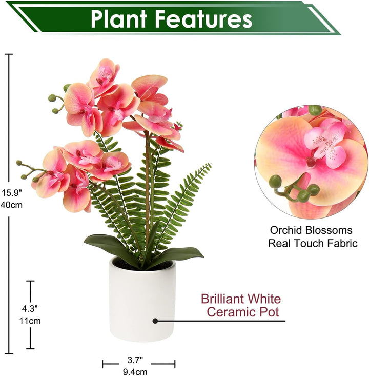 Kunstblume Orchidee Künstlich Phalenopsis Blumen im Keramiktopf Kunstpflanze für Home Office Hochzei