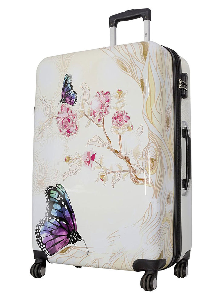 Bowatex Reisekoffer Schmetterling Creme Grosser 115 Li hübsche Motiv Koffer 77 cm