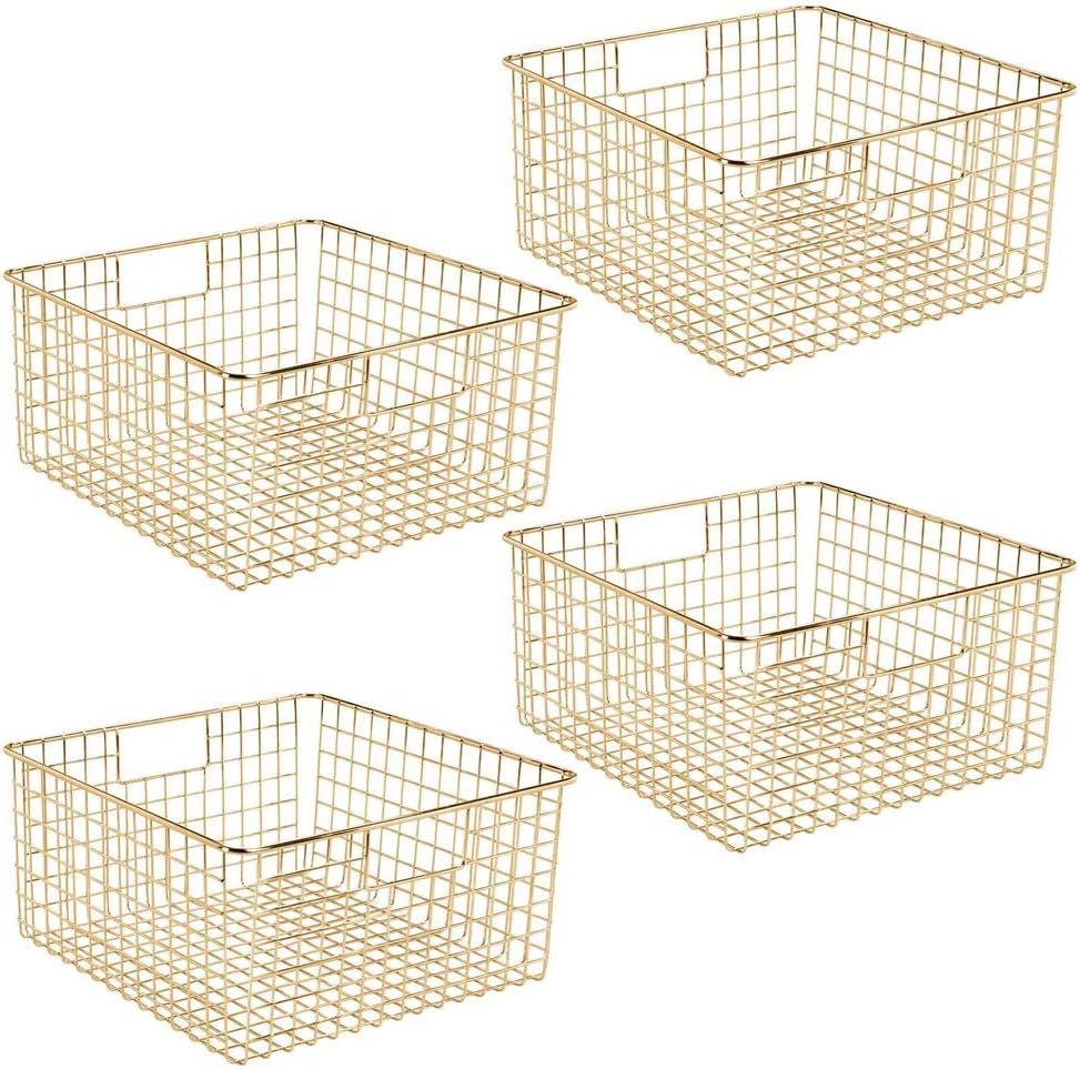mDesign Drahtkorb für Badzubehör – praktische Gitterbox mit Griffen aus Metall für Toilettenpapier o