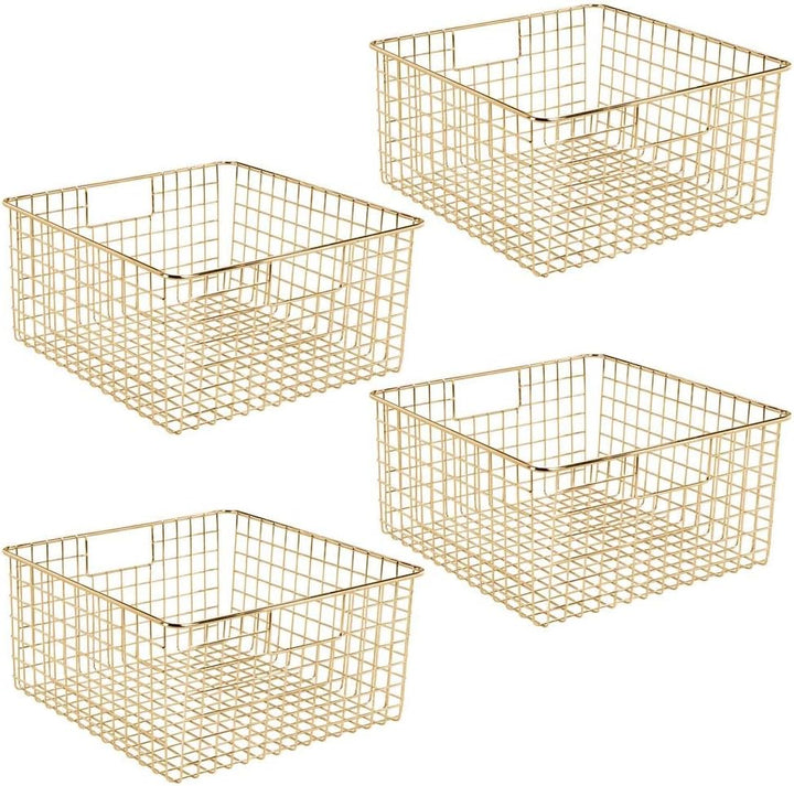 mDesign Drahtkorb für Badzubehör – praktische Gitterbox mit Griffen aus Metall für Toilettenpapier o