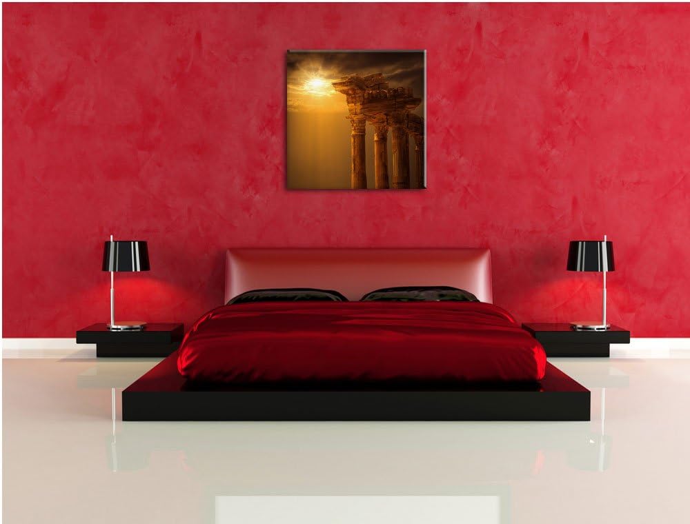 Antiker Apollontempel, Format: 70x70 auf Leinwand, XXL riesige Bilder fertig gerahmt mit Keilrahmen,