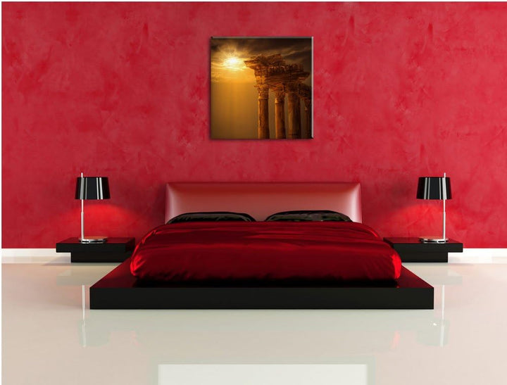 Antiker Apollontempel, Format: 70x70 auf Leinwand, XXL riesige Bilder fertig gerahmt mit Keilrahmen,