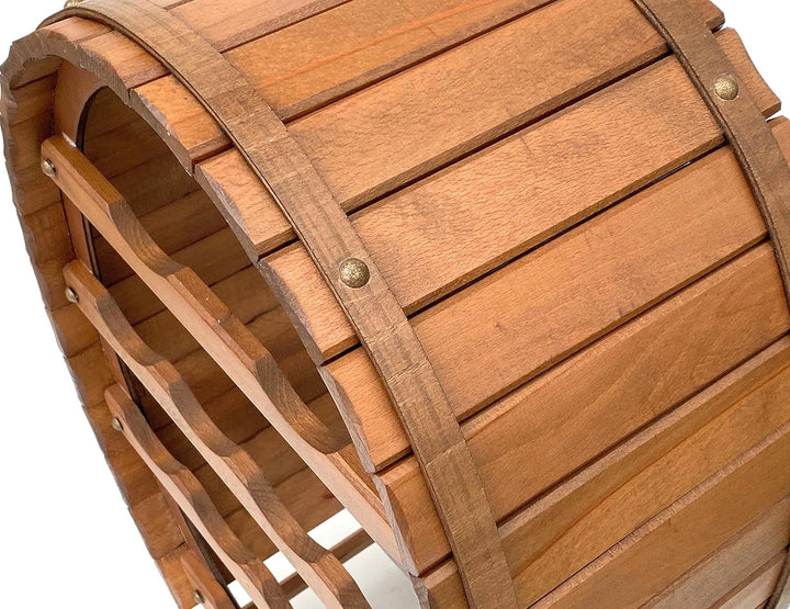 DanDiBo Weinregal Holz Weinfass für 12 Flaschen Braun gebeizt Bar Flaschenständer Fass Flaschenhalte