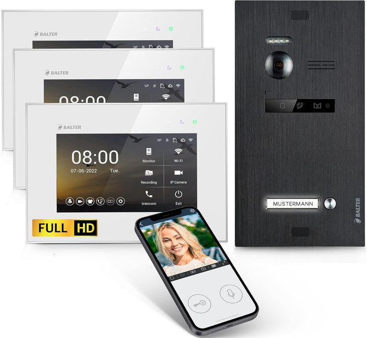 Balter EVO-HD Video Türsprechanlage, Video Türklingel mit Kamera, Smartphone App, 1 Familienhaus Kli