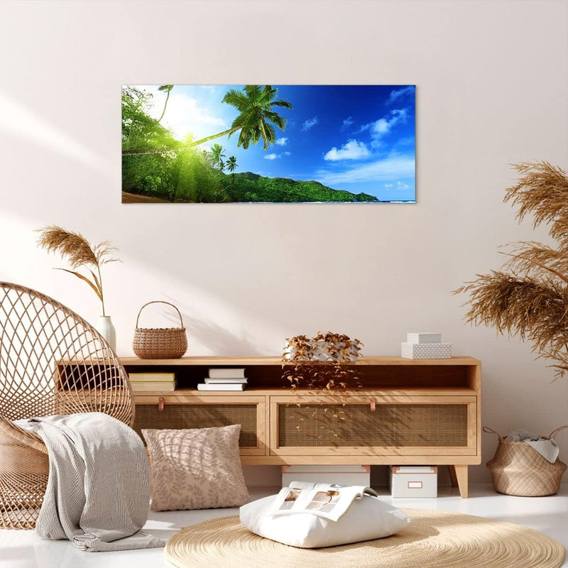 Wandbilder Dekoration Wohnzimmer Baum Dschungel Welle Landschaft Panorama Bilder auf Leinwand 120x50