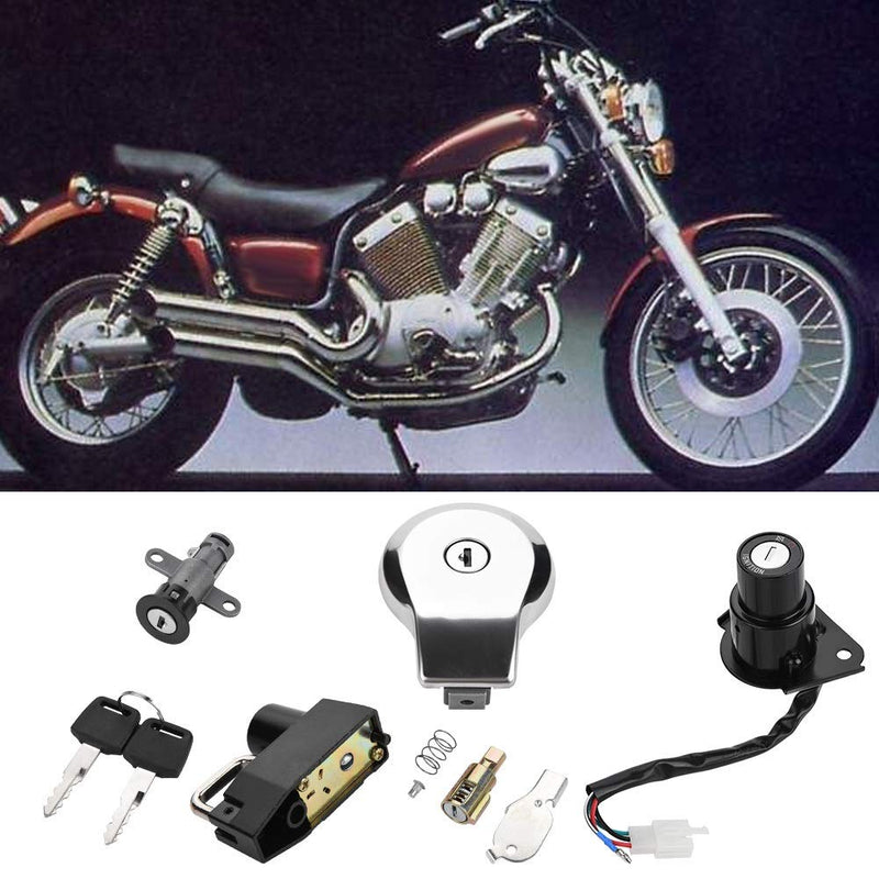 Nikou Motorrad Ignition Motorrad Zündschloss Kraftstoff Tankdeckel Seat Lock Keys für Virago XV535 X