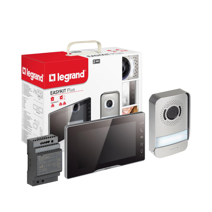 LEGRAND, EASYKIT Plus Video-Türsprechanlagen-Set mit 2-Draht-Anschluss, 7"-Farbmonitor-verspiegelt &
