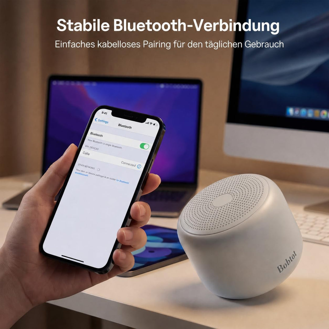 Bobtot Tragbarer Bluetooth-Lautsprecher, kabelloser wasserdichter Lautsprecher mit lautem Stereo-Sou