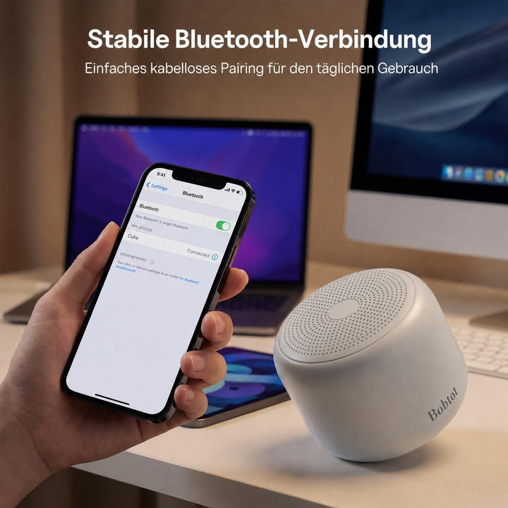 Bobtot Tragbarer Bluetooth-Lautsprecher, kabelloser wasserdichter Lautsprecher mit lautem Stereo-Sou