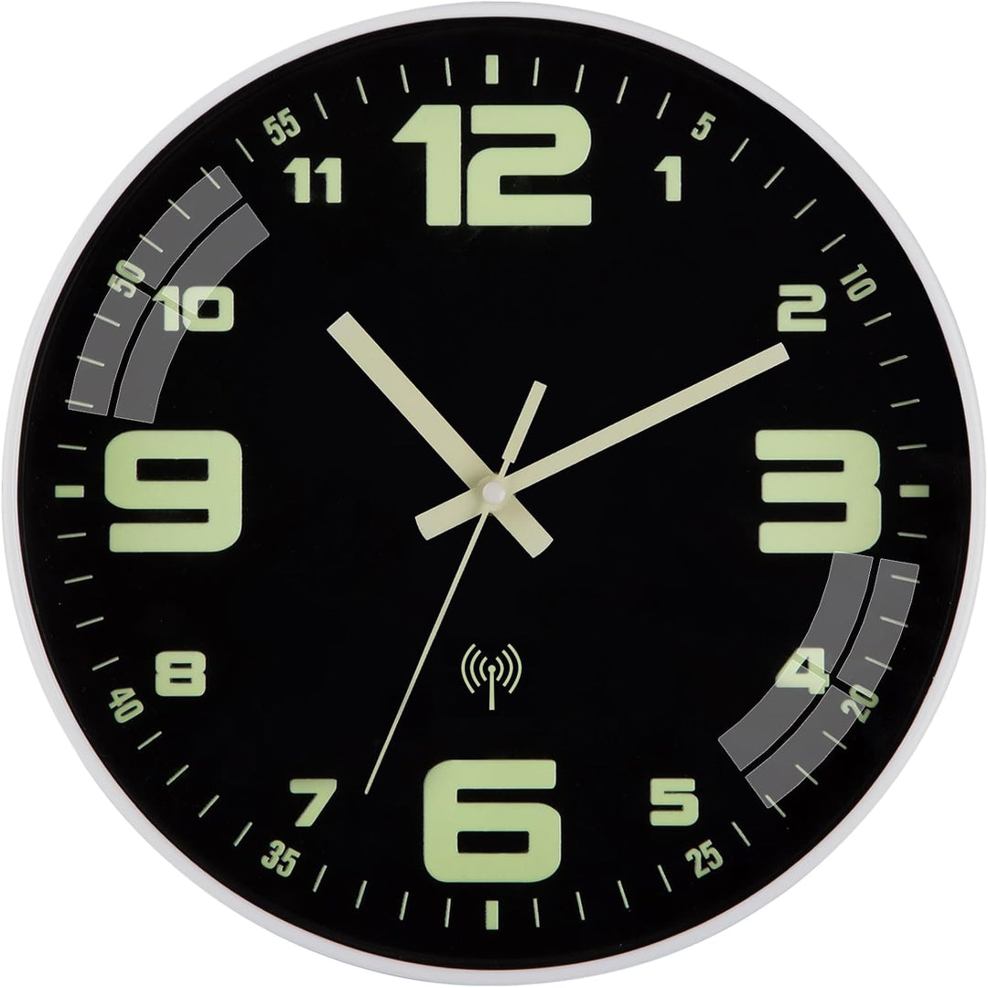 Funkuhr Wand Wanduhr Funk lautlos Leuchtend im Dunkeln Funkwanduhr Wanduhr Ohne Tickgeräusche Geräus