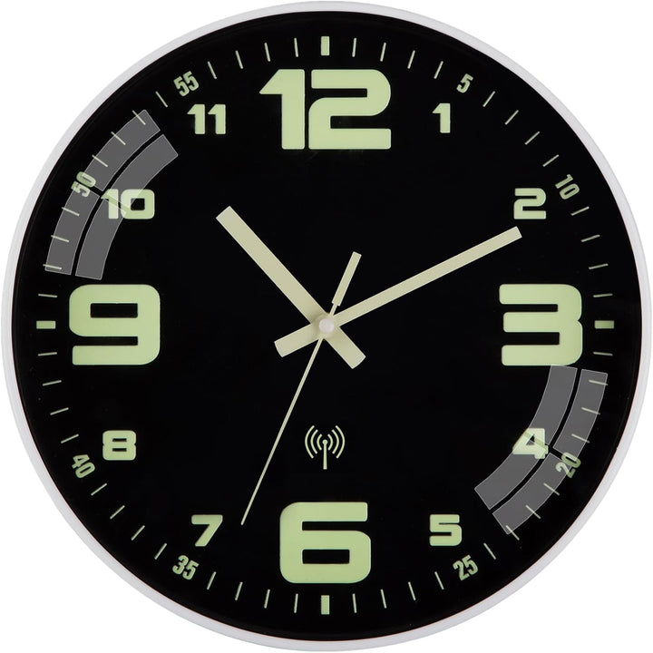 Funkuhr Wand Wanduhr Funk lautlos Leuchtend im Dunkeln Funkwanduhr Wanduhr Ohne Tickgeräusche Geräus