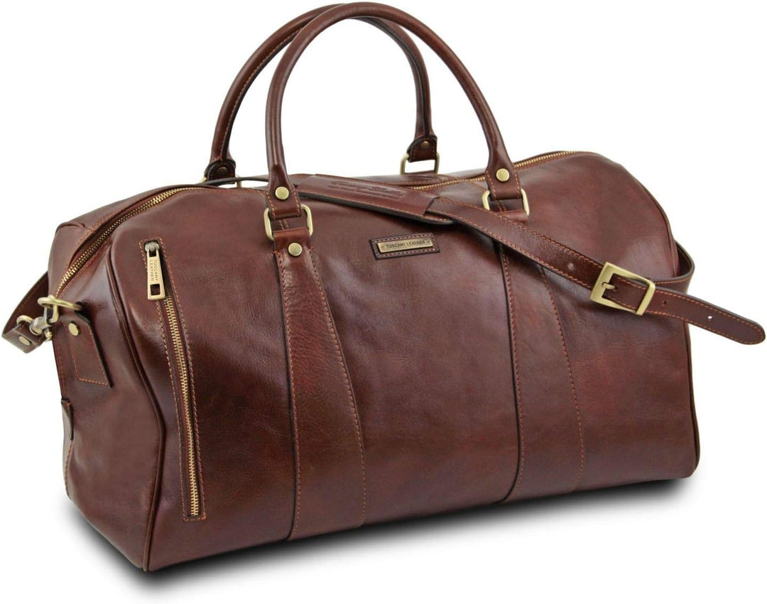 Tuscany Leather TL Voyager Weekender Reisetasche aus Leder - Gross Dunkelbraun, Dunkelbraun