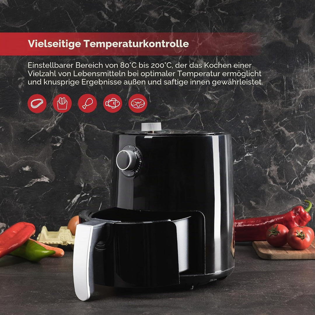 Z SwissHome PETIT - Heissluftfritteuse 2.5L 1200W - Temperatur 80-200°C - Timer 30 Min - Herausnehmb