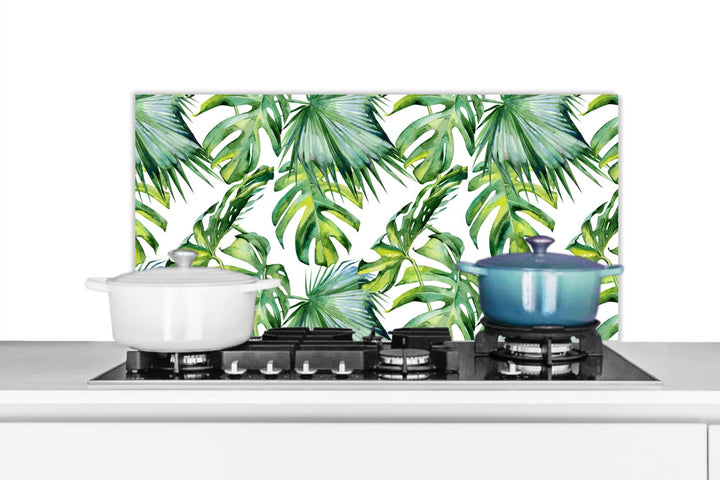 MuchoWow Spritzschutz Küche Küchenrückwand Alu Poster Bilder 80x40 cm Bohème - Blätter - Blumen - Tr