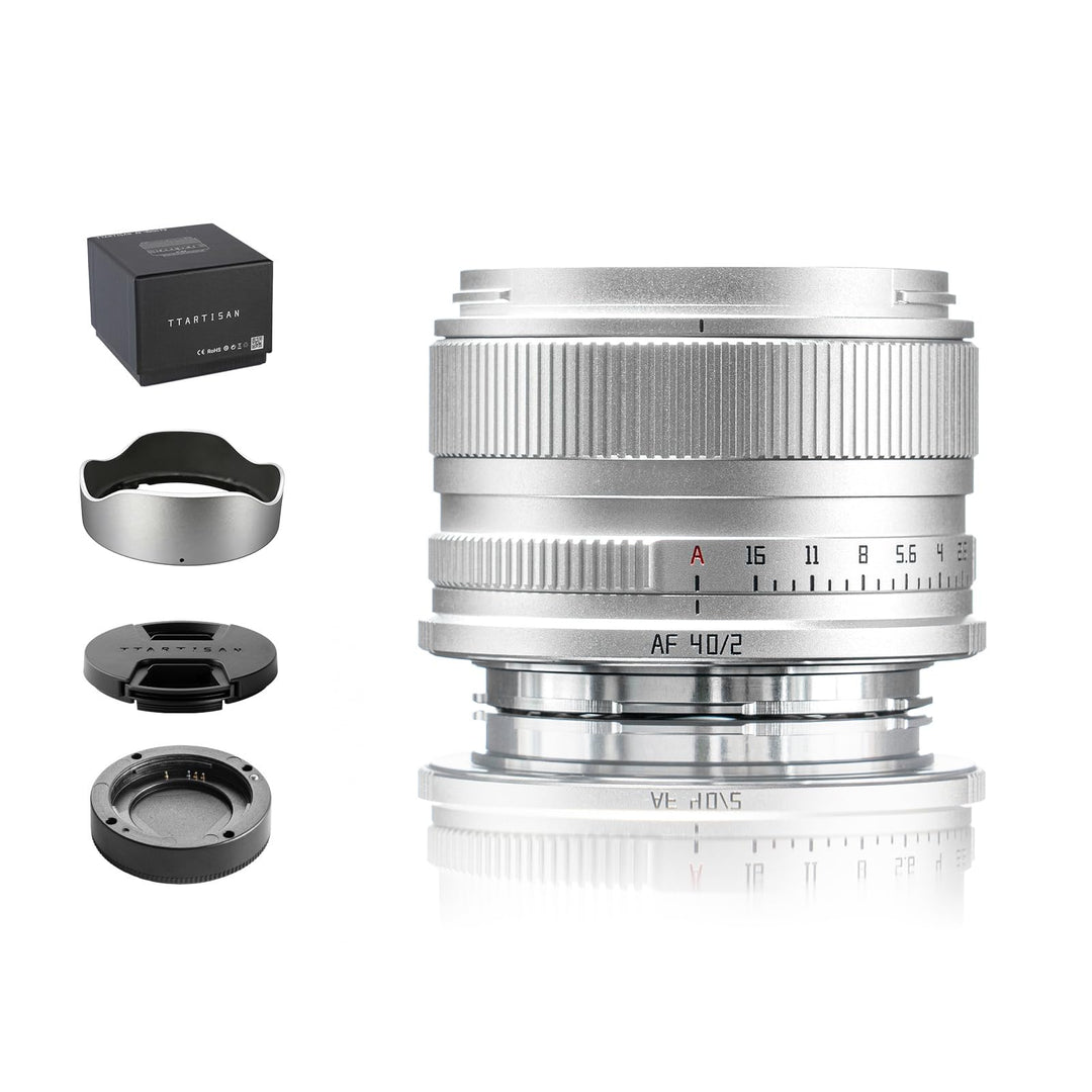 TTARTISAN 40 mm f2 Sivler für Z-Mount, AF 40 mm f/2 Vollformat-Prime-Objektive, kompatibel mit Nikon