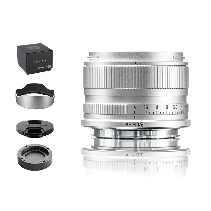 TTARTISAN 40 mm f2 Sivler für Z-Mount, AF 40 mm f/2 Vollformat-Prime-Objektive, kompatibel mit Nikon