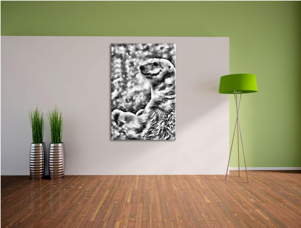 Pixxprint Monocrome, Stehender Eisbär, Format: 100x70 auf Leinwand, 100x70