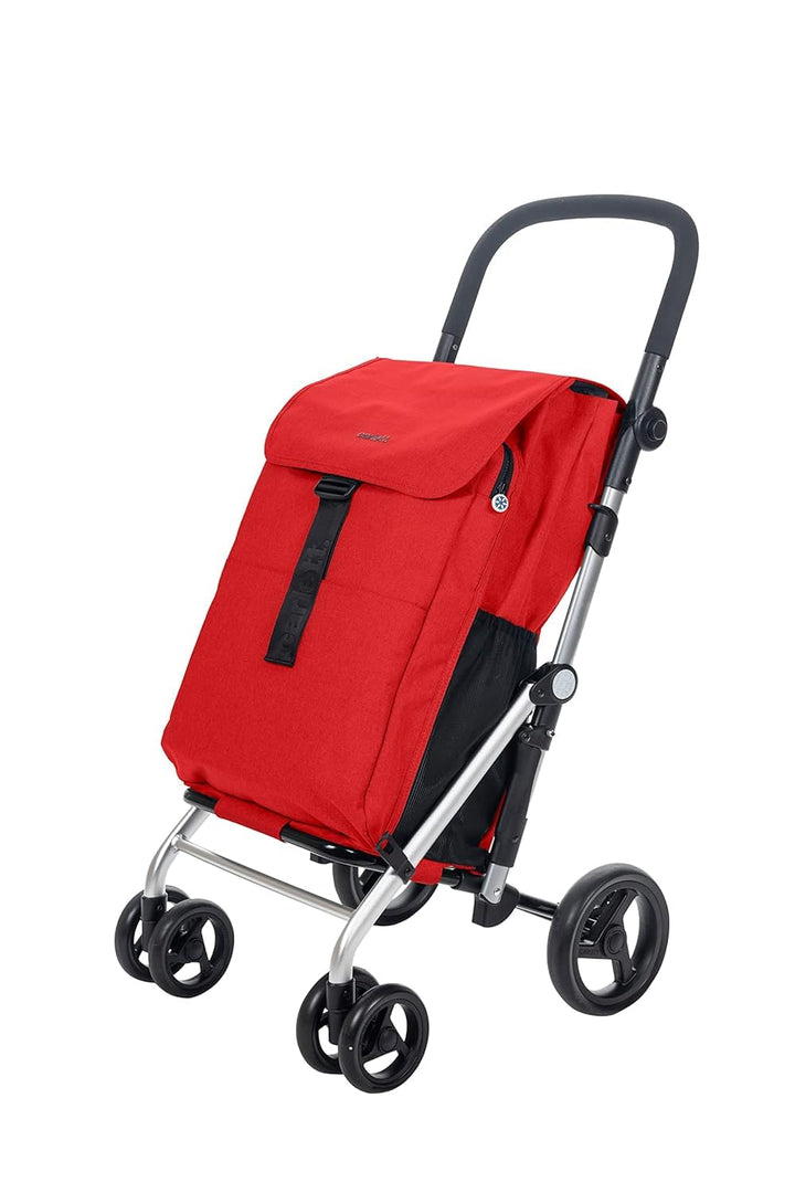 Carlett Einkaufstrolley mit 4 Rädern, faltbar, 64 L Tasche bis 32 kg + 12 L Thermofach, höhenverstel