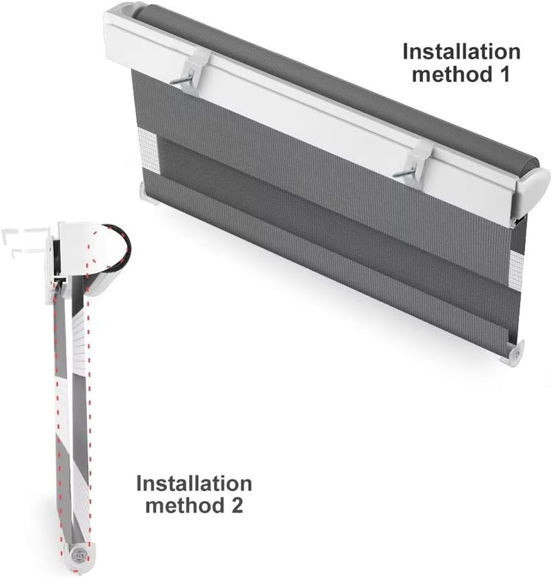 OBdeco Doppelrollo Duo Rollo Klemmfix ohne Bohren B80cm x H150cm(Stoffbreite 76 cm) Grau für Fenster