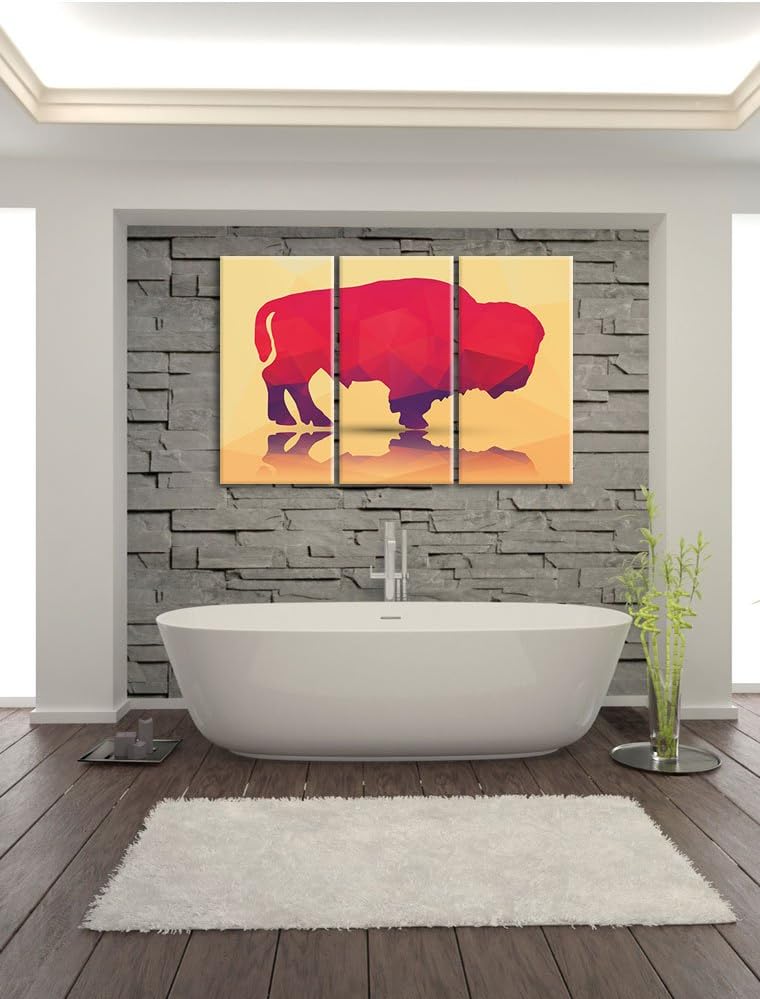 Pixxprint starker Vector Büffel als Leinwandbild/Grösse: 3 Teilig (120x80) cm/Wandbild/Kunstdruck/fe