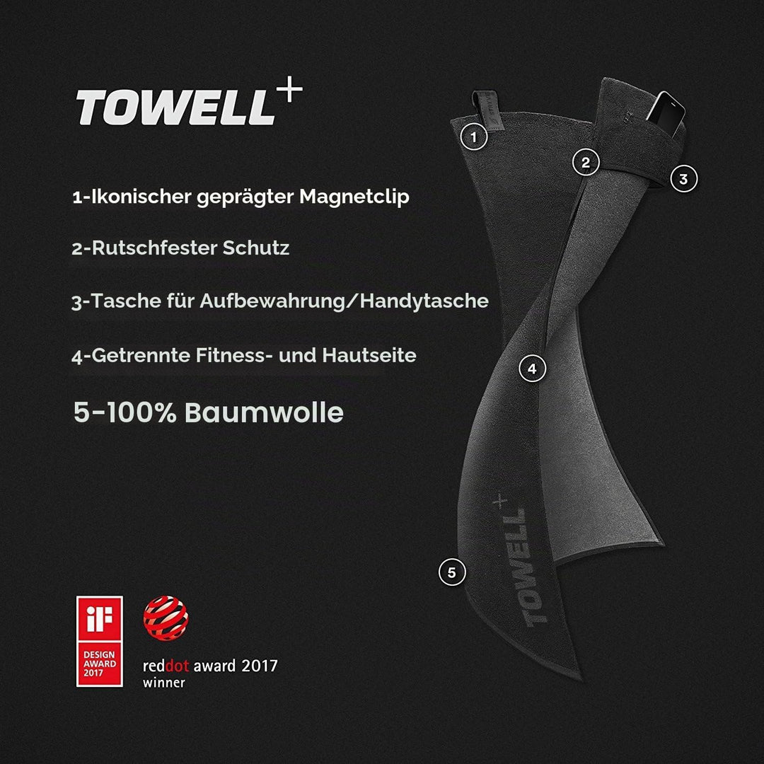 Stryve Towell Plus V2 Sporthandtuch mit Tasche und Magnetclip, in 7 Farben Die Höhle der Löwen (Dyna