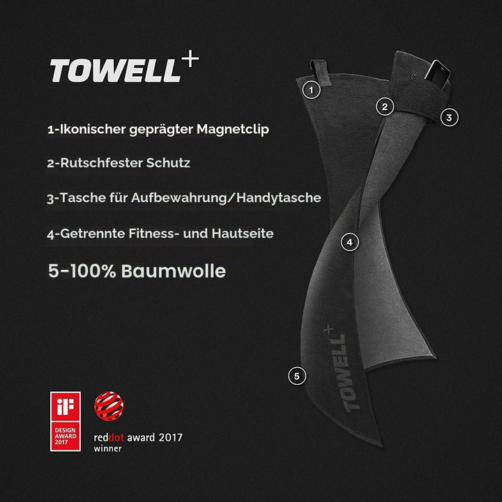 Stryve Towell Plus V2 Sporthandtuch mit Tasche und Magnetclip, in 7 Farben Die Höhle der Löwen (Dyna