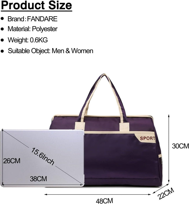 FANDARE Reisetaschen Sporttasche Klassische Sporttaschen Herren Damen Handgepäck Weekender Umhängeta