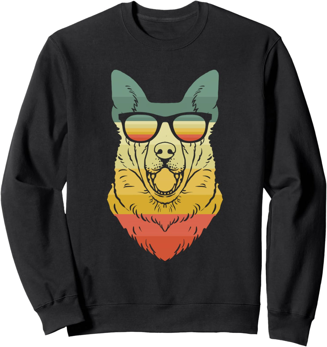 Retro Vintage Deutscher Schäferhund Porträt Frauen Männer Sweatshirt