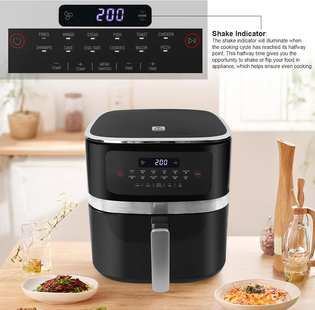 Heissluftfritteuse 7L XXL, Ölfrei mit Touchscreen, Digitale Anzeige, 1800W, Schüttelfunktion, Timer,