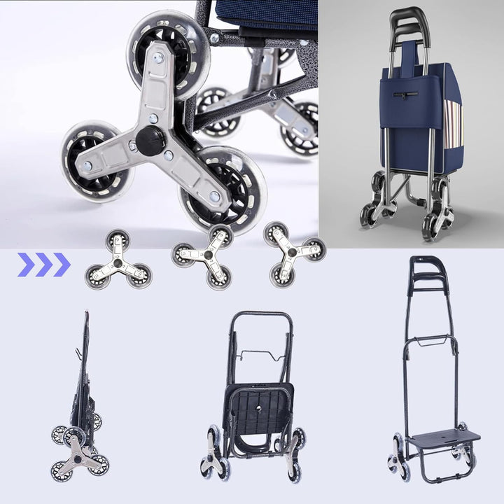 2er-Pack, Einkaufstrolley Ersatzräder, Ersatzrad für Treppenkletterer Sternrad Dreiringrad, Einkaufs