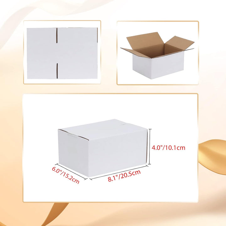 EYMPEU 40 Stück 20,3x15,3x10,2cm Weisse Versandkarton, Kartons für Gegenstände, Spielzeug, Schreibwa