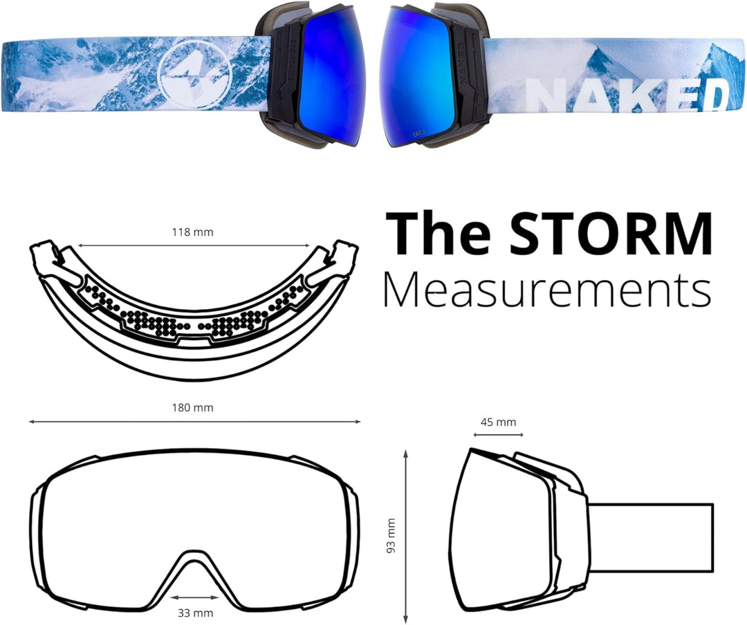 NAKED Optics® Skibrille Snowboard Brille für Damen und Herren - Verspiegelt mit Magnet-Wechselsystem