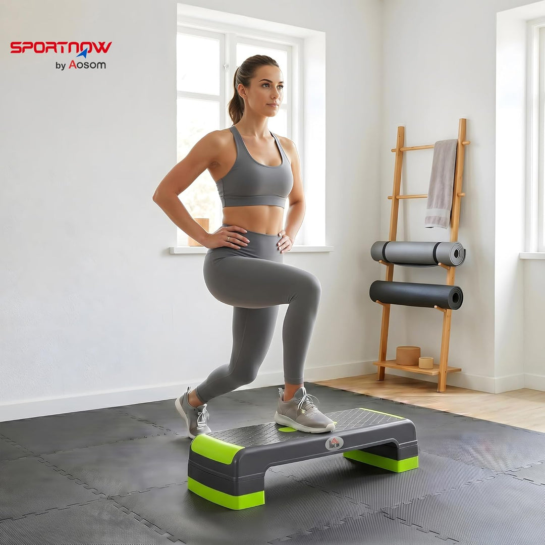 HOMCOM Aerobic-Stepper Steppbrett höhenverstellbar Fitness Heimtrainer mit 3 Stufen (10/15/20 cm) In