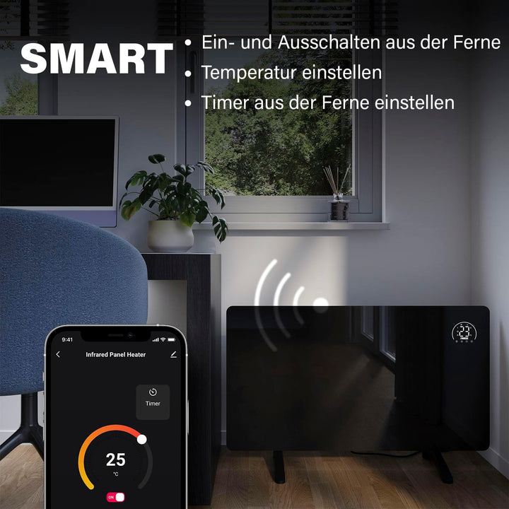 Princess Infrarot-Heizung Connected - Carbon Crystal - Flacher Wandheizkörper - 480 W - Einstellbare