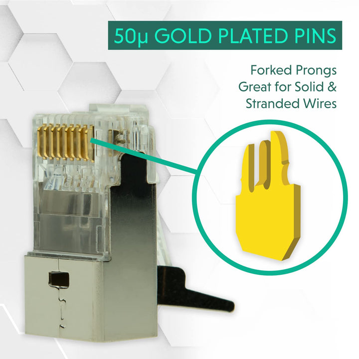 LINKUP - RJ45 Connectors Cat6A Ethernet Shielded Modular Plugs | for Large Diameter Wires (22AWG) Te