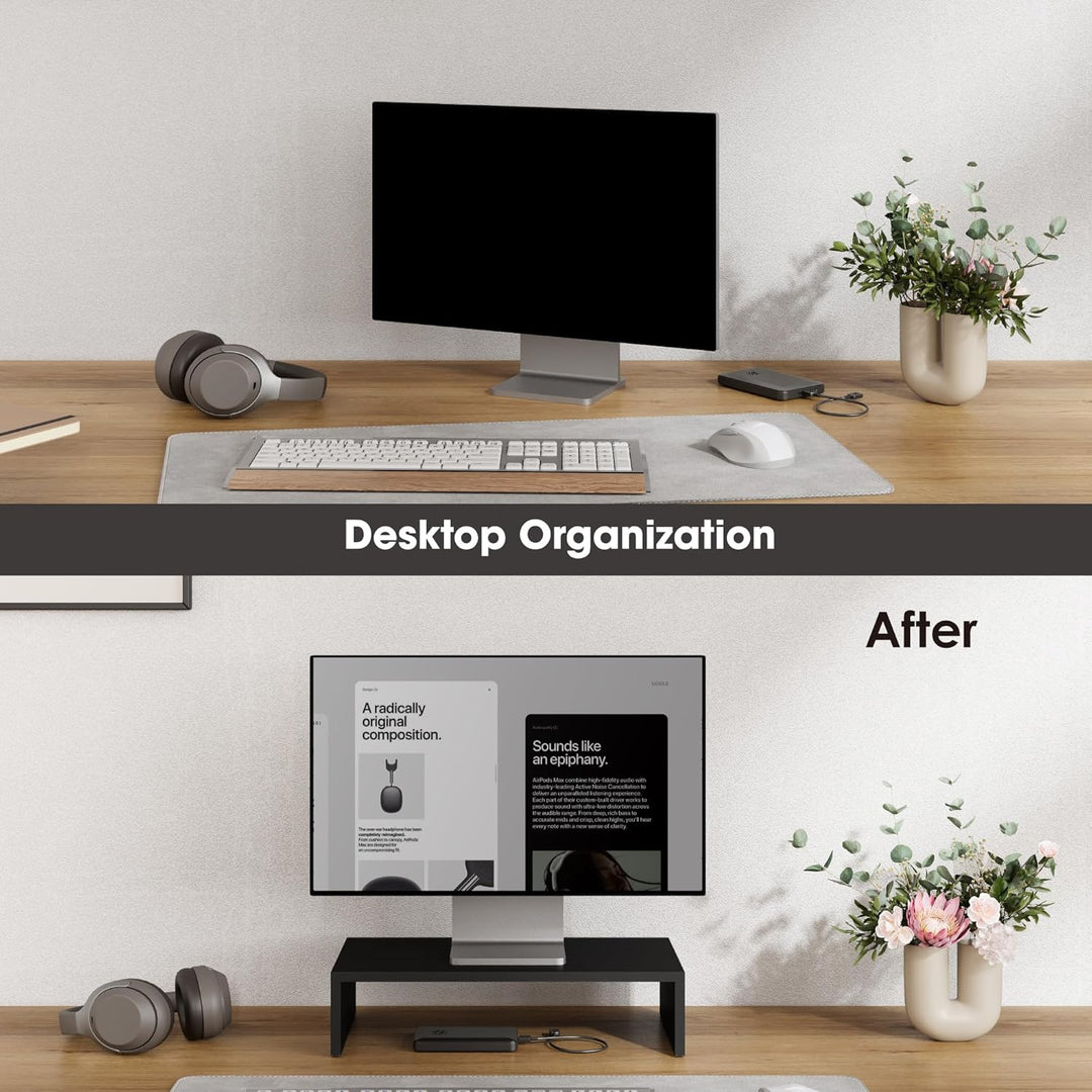 FITUEYES Monitorständer Bildschirmständer aus Holz Ergonomischem Laptop-Druckerständer für Monitor L