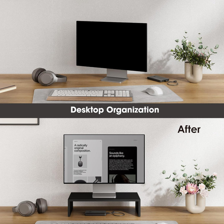 FITUEYES Monitorständer Bildschirmständer aus Holz Ergonomischem Laptop-Druckerständer für Monitor L