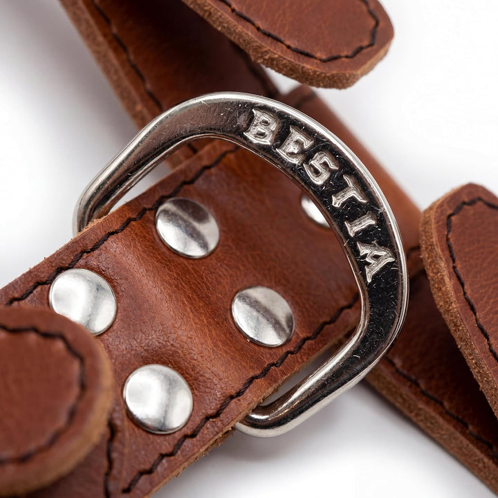 Bestia |Maximus| Leder Brustgeschirr für grosse Hunde. Bis 145 cm Brustumfang. 100% Leder. Handgefer