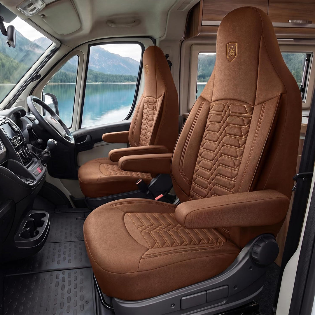 Autositzbezüge Universal für Wohnmobil & Caravan - Vordersitze Auto Sitzbezug aus Lacoste-Stoff, Ter
