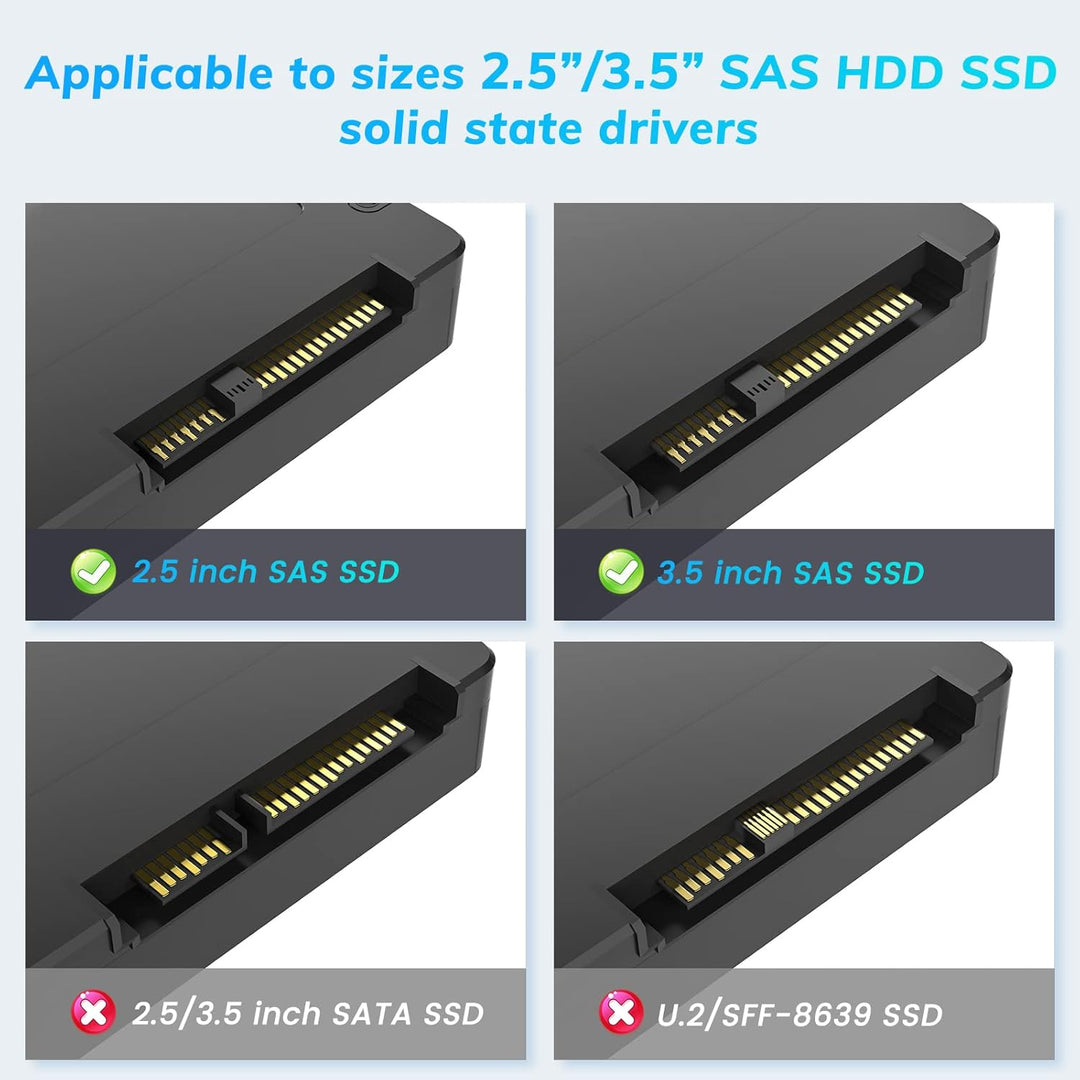 INDMEM SAS to USB 3.0 Adapter, SAS Hard Drive Reader Enclosure Docking Station for 2.5/3.5 inch HDD
