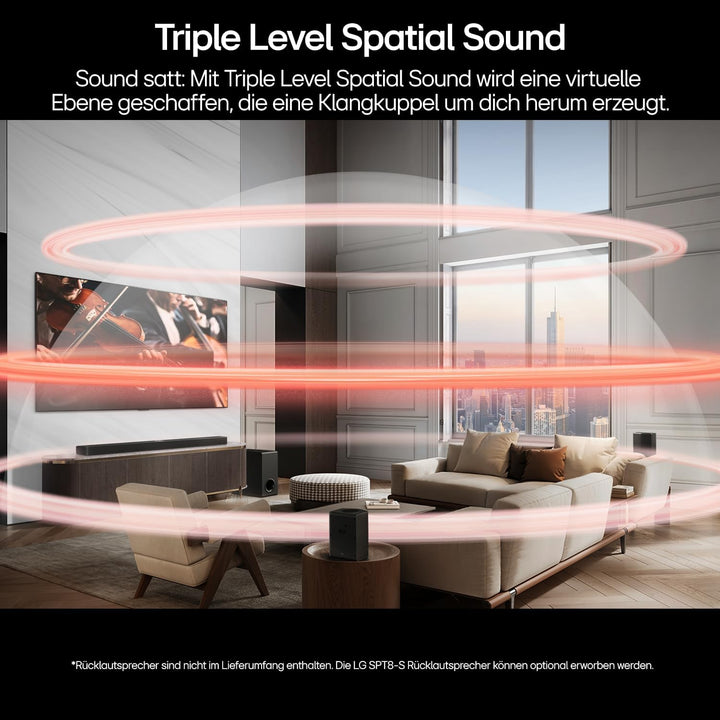 LG DS77TY 3.1.3 Dolby Atmos Soundbar (400W) mit kabellosem Subwoofer (eARC, HDMI, Optisch, Bluetooth