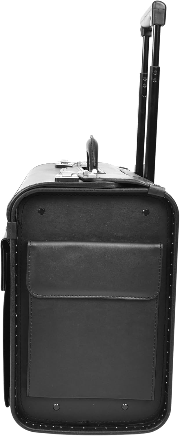 Pilotentasche aus Kunstleder mit Rädern, Handgepäcktasche, Laptophülle, Titan-Schwarz, Schwarz , L,