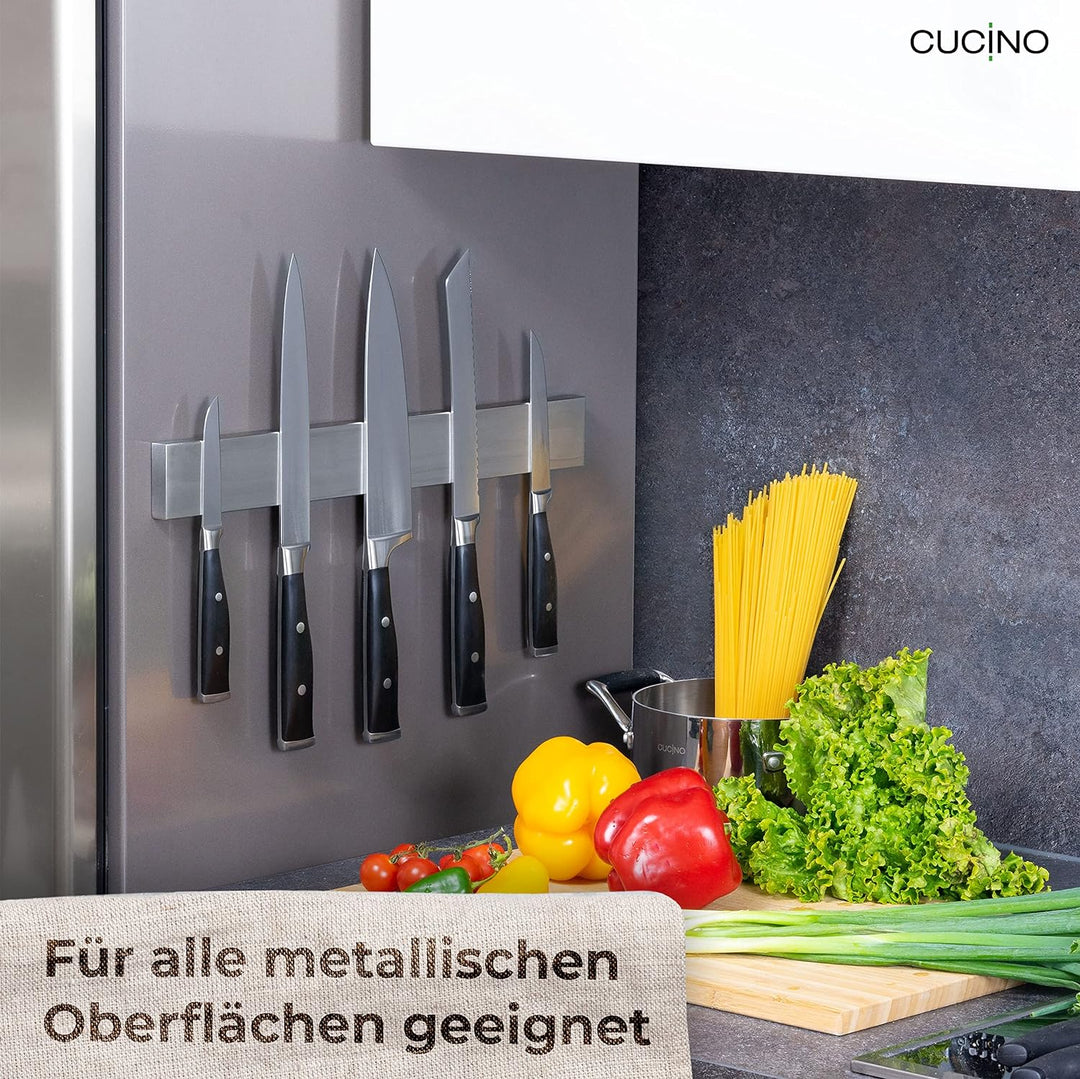 Cucino Magnetleiste Messer mit extra starkem Magnet - Speziell für den Kühlschrank, beidseitige Magn