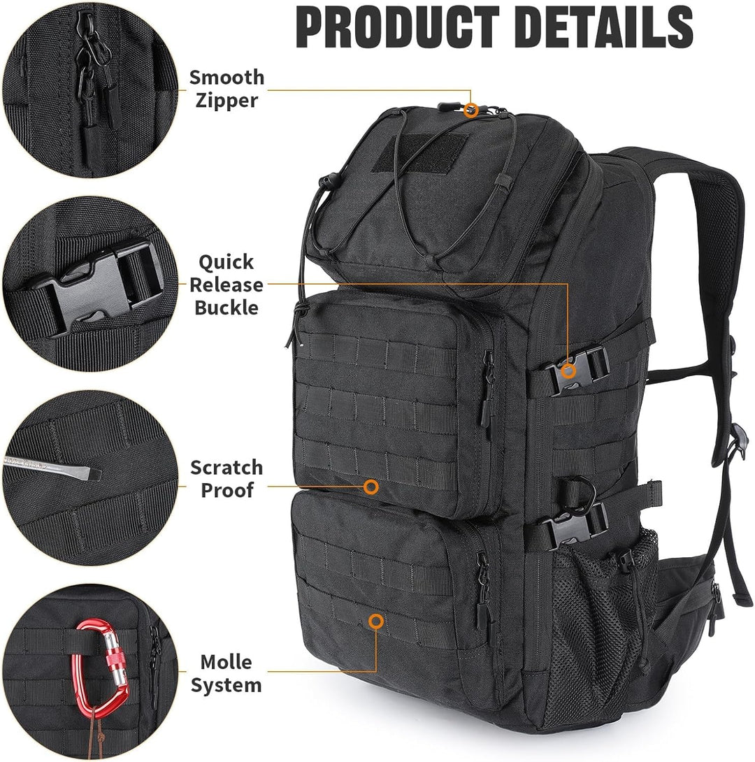 VINBAGGE Molle Rucksack Herren Wanderrucksack Taktischer Backpack Schulrucksack 900D Nylon Mehrere T