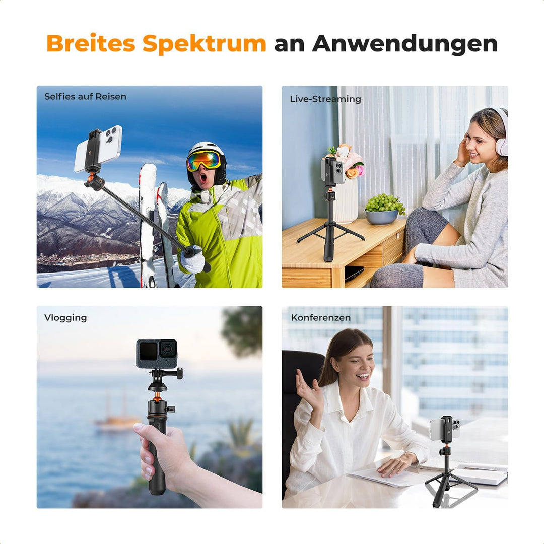 Selfie Stick Tischstativ,K&F CONCEPT MS11 Handystativ, 60CM Selfie Stick mit Fernbedienung, Stativ f